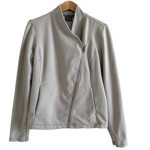 Athleta Light Grey Asymmetrical Zip Up Moto Jacket Size Medium
